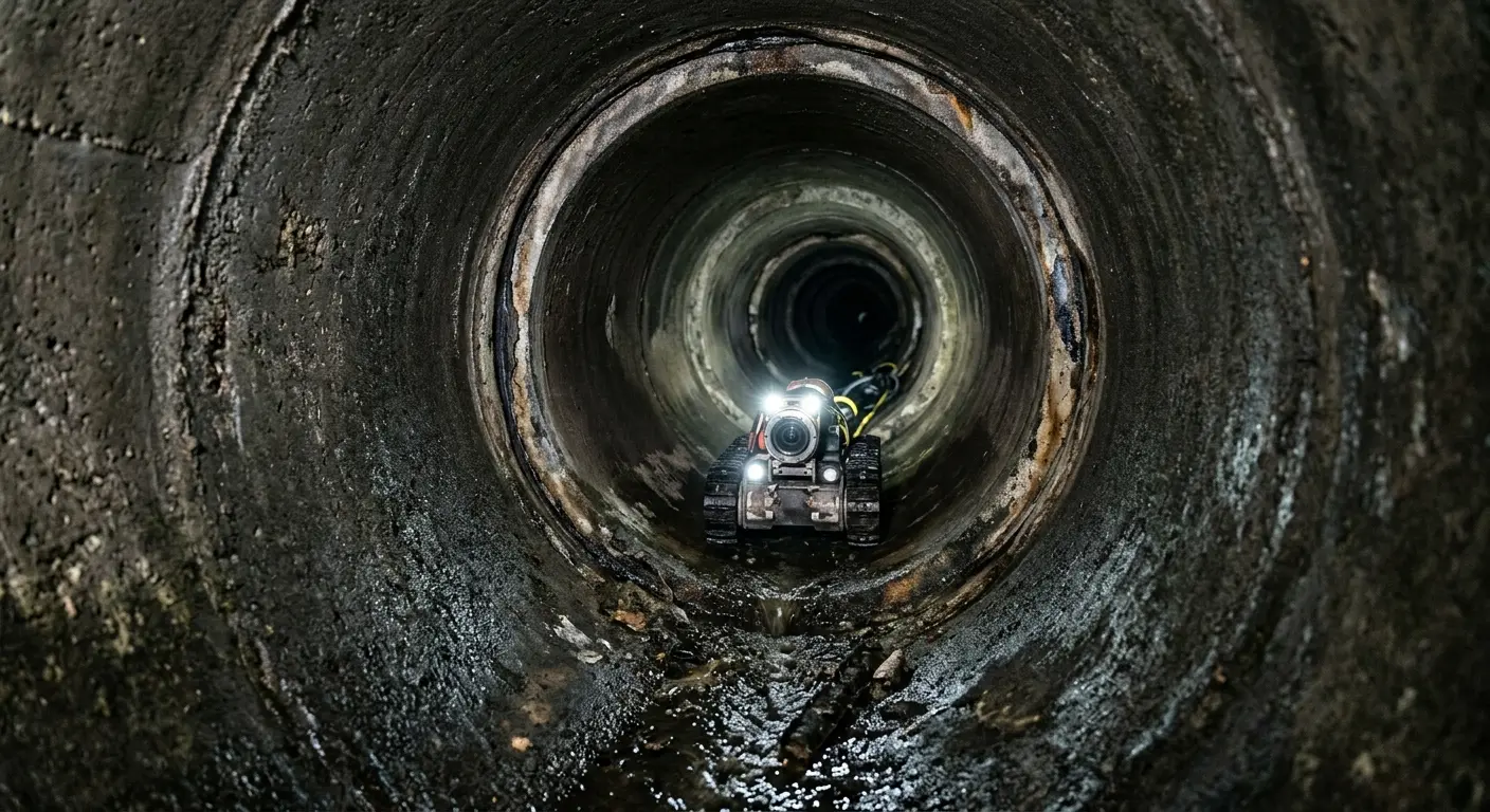 Robotic sewer camera inspecting pipe interior for Drain Snake Service in Nebraska City